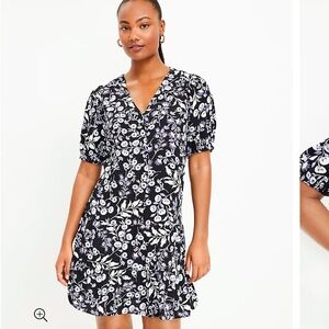 Floral puff swing LOFT dress